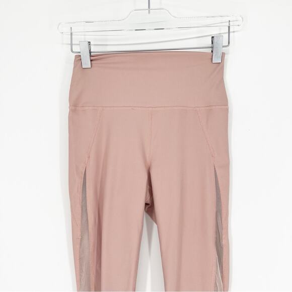 Carbon38 Mesh Insert High Waist Full Length Leggings XS Pink - Picture 4 of 7